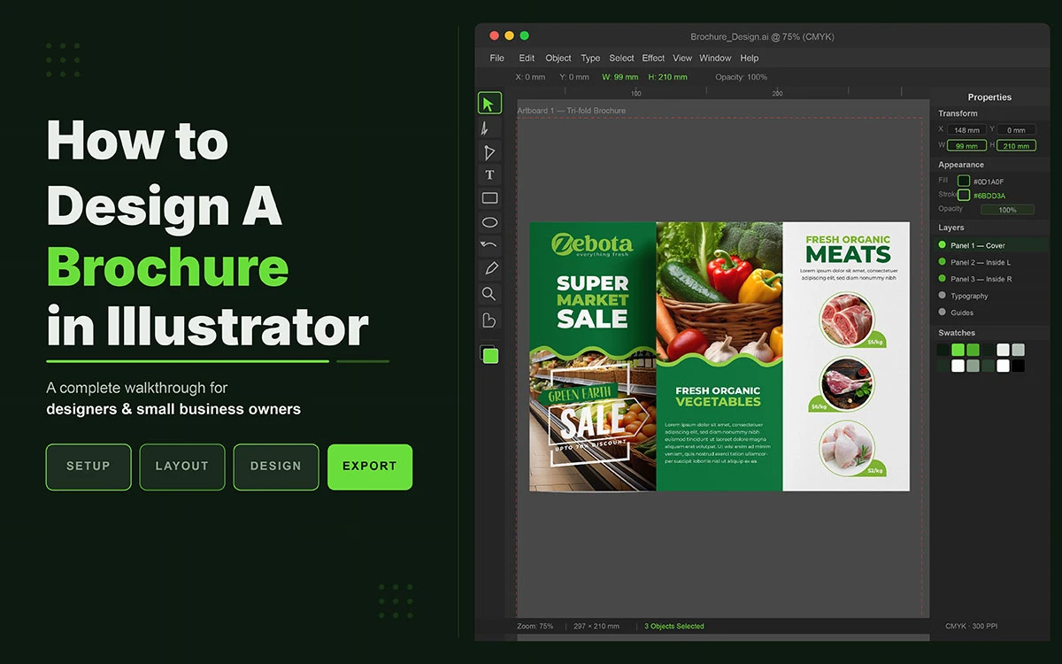 how to design a brochure in illustrator