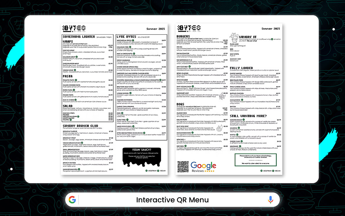 QR restaurant menu design idea