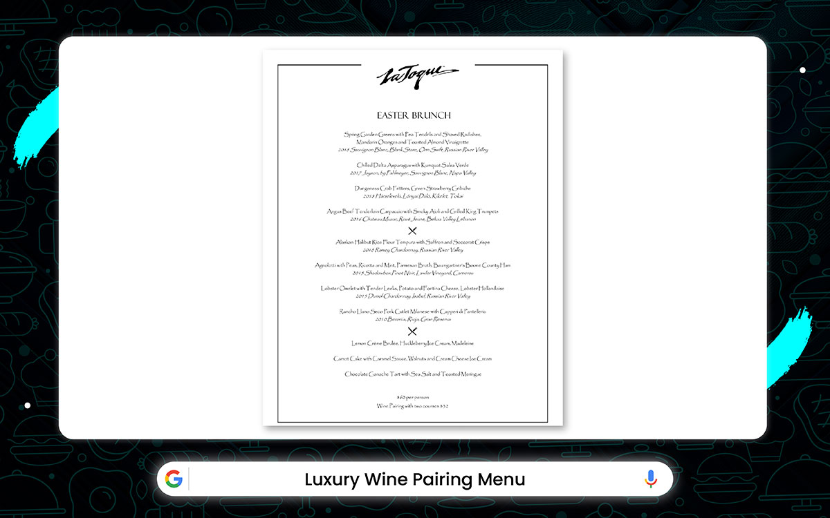 wine restaurant menu design idea