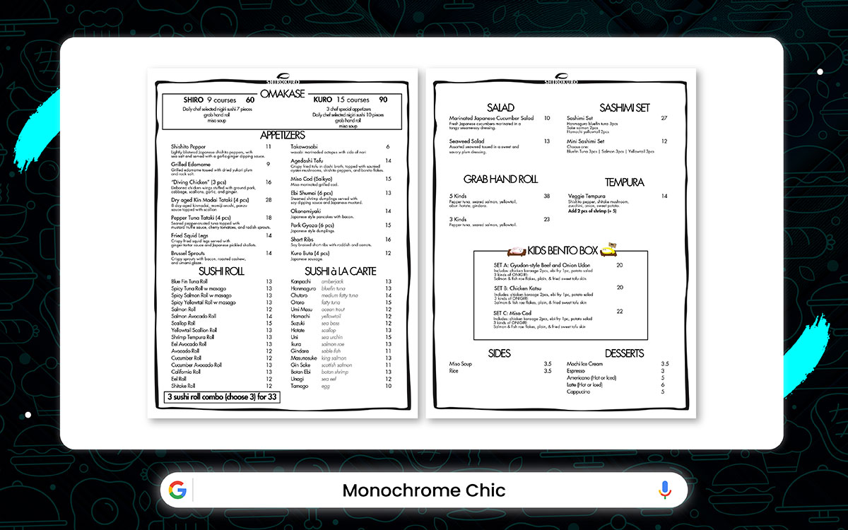 top restaurant menu design idea
