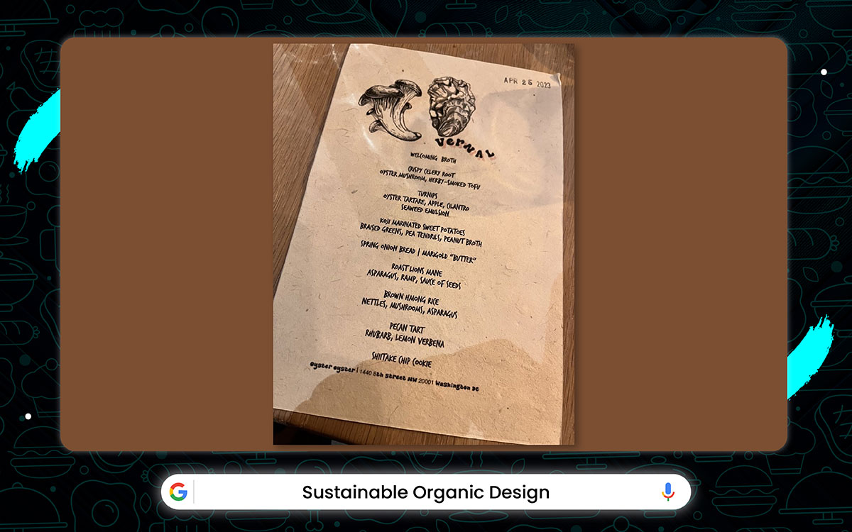 organic restaurant menu design idea