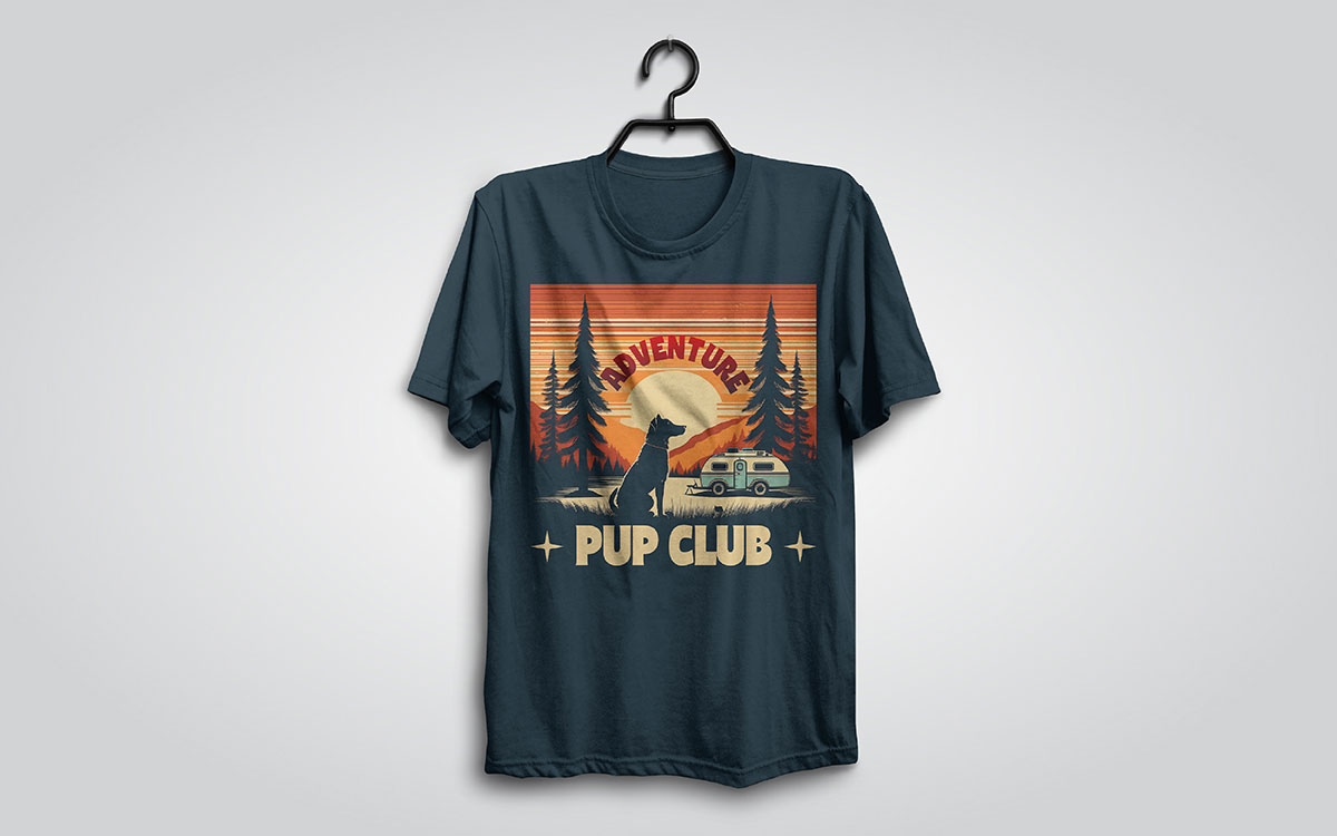 adventure & outdoorsy dog t-shirt design