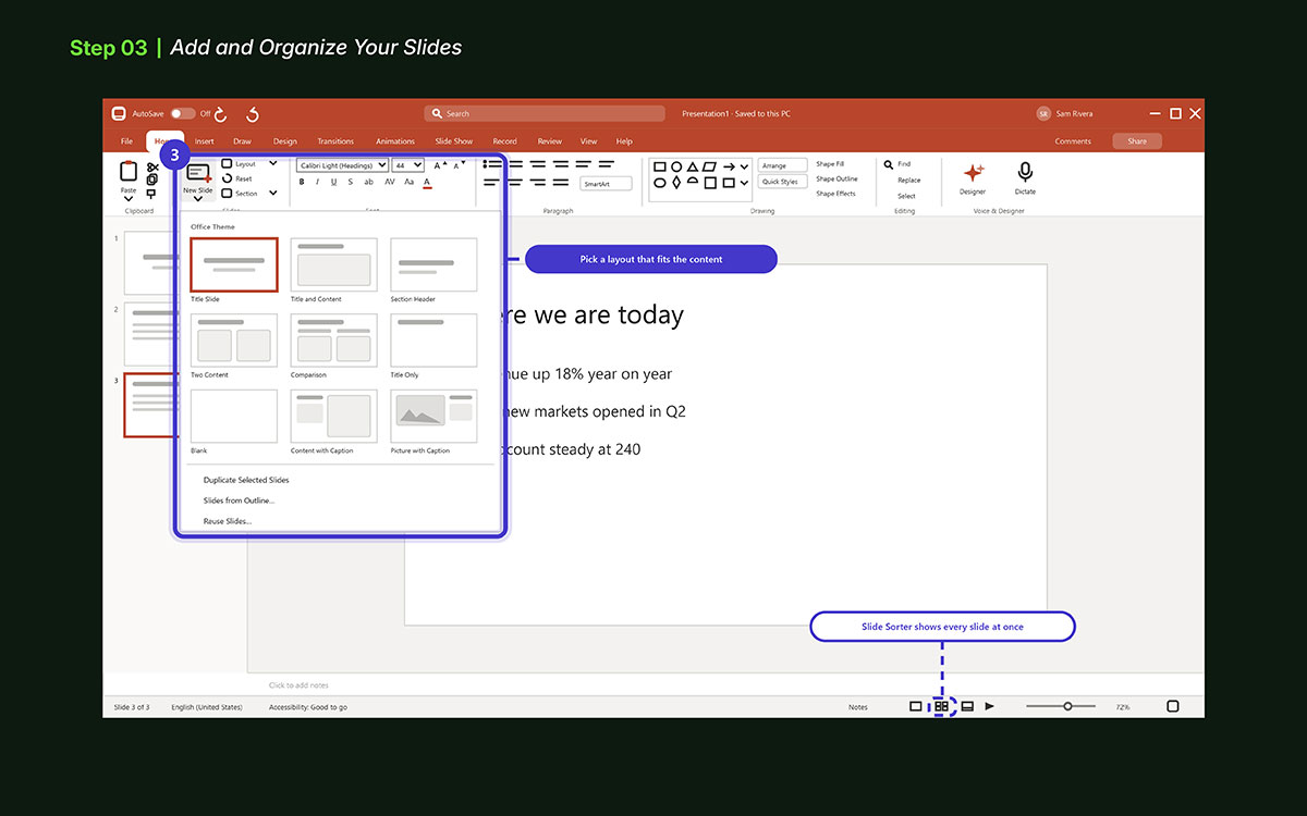 creating a business presentation in PowerPoint