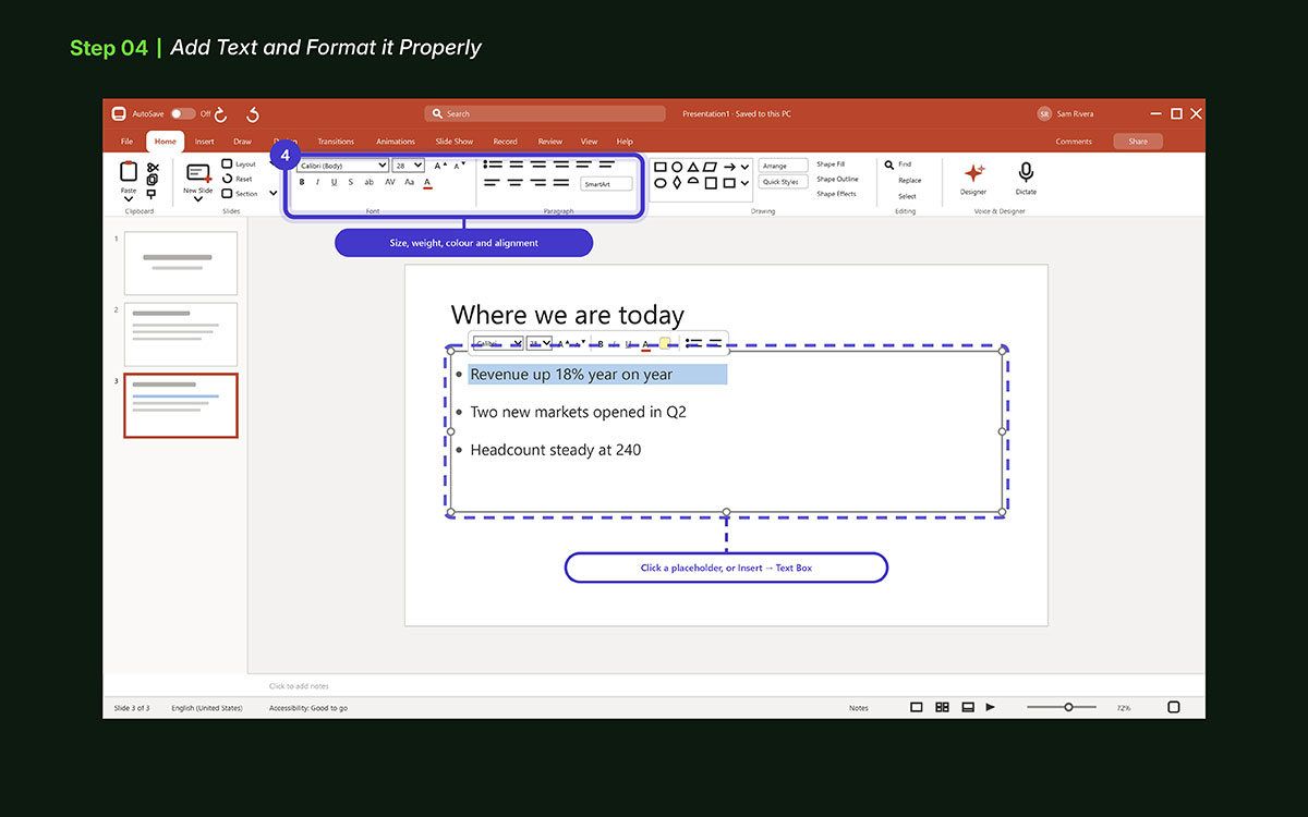 PowerPoint presentation template with clean layout