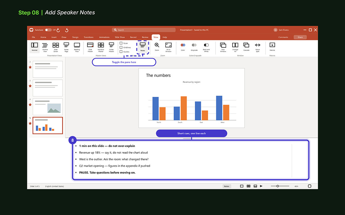 presenting a slideshow in Microsoft PowerPoint
