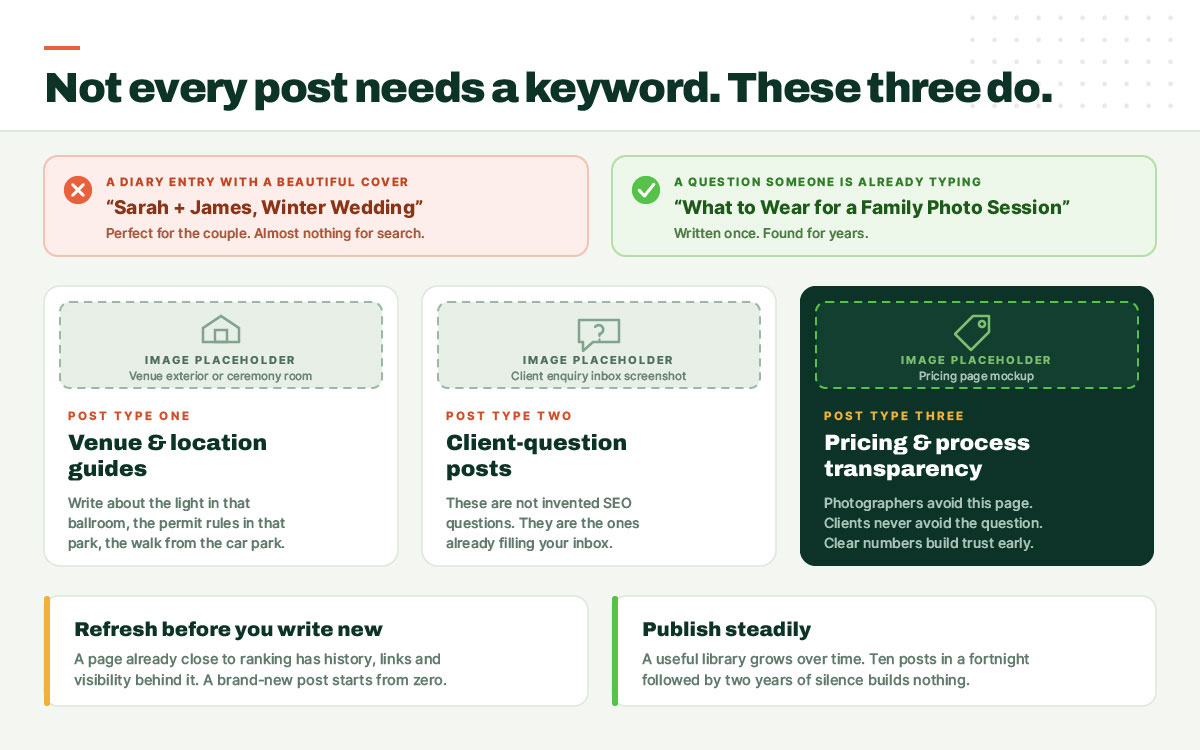 photography website content and SEO strategy