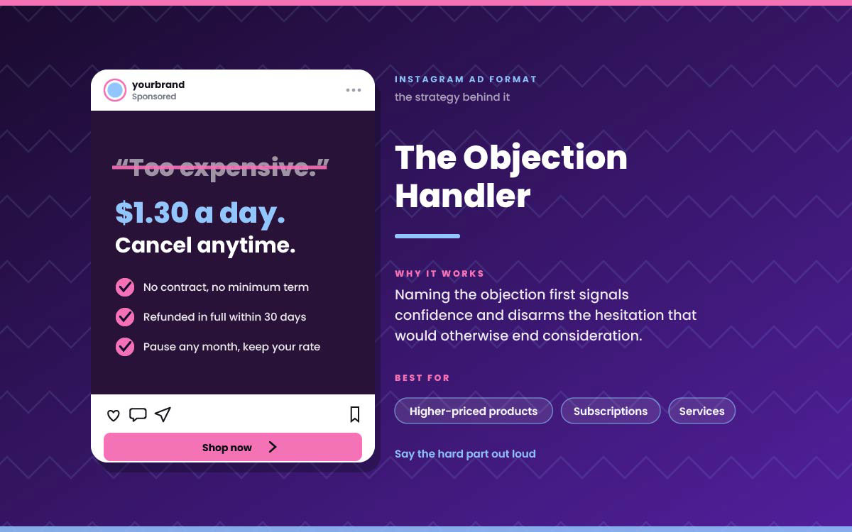 minimal Instagram ad example with clean design