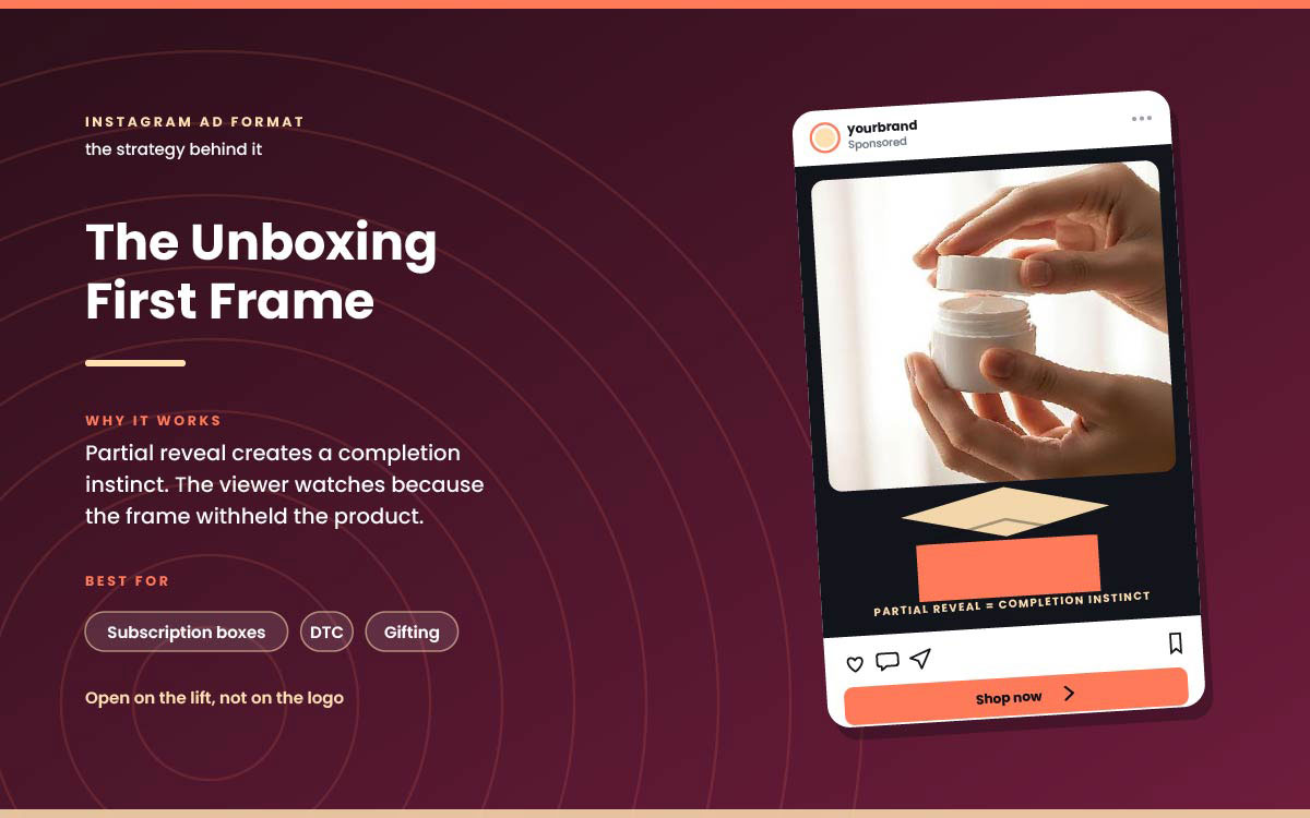 Instagram feed ads example for product promotion