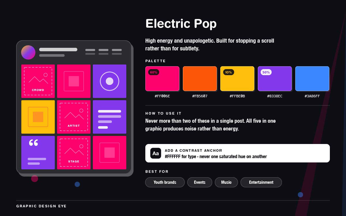 bright Instagram color palette for colorful social media content