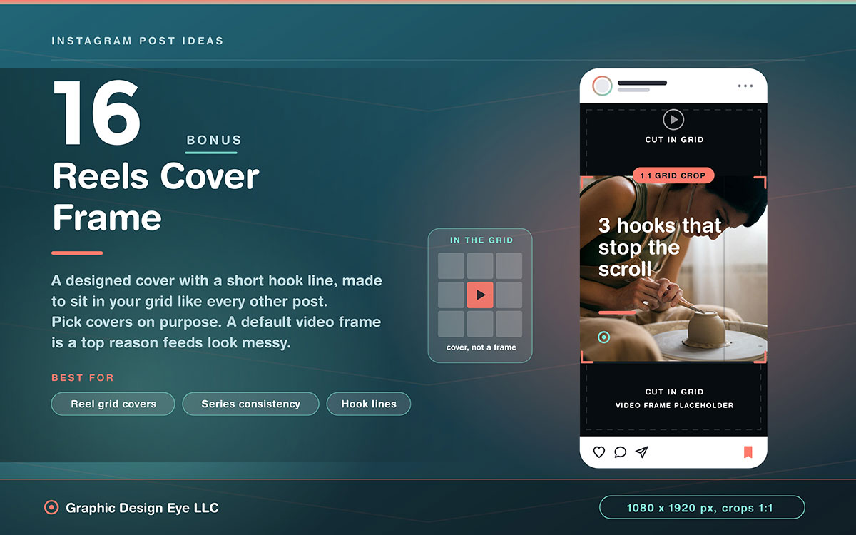 teal Instagram post idea slide showing a Reels cover