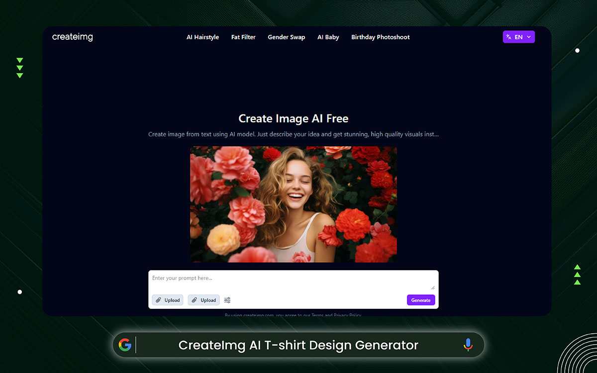 CreateImg AI t-shirt design generator
