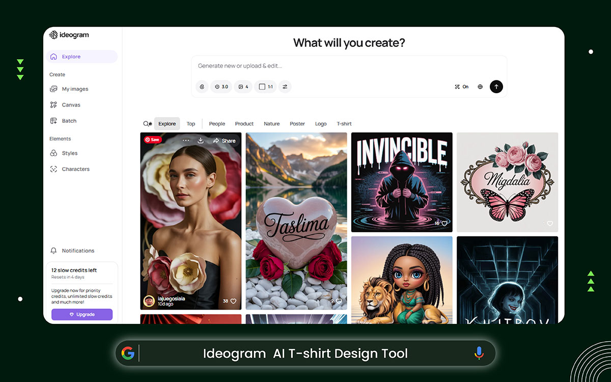 Ideogram AI t-shirt design tool