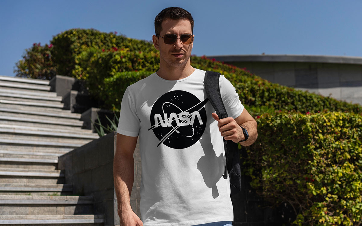 iconic logo and minimal version t-shirt design idea