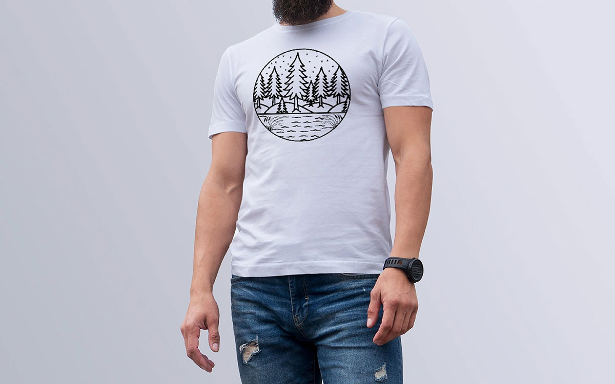 minimalist line art t-shirt design idea