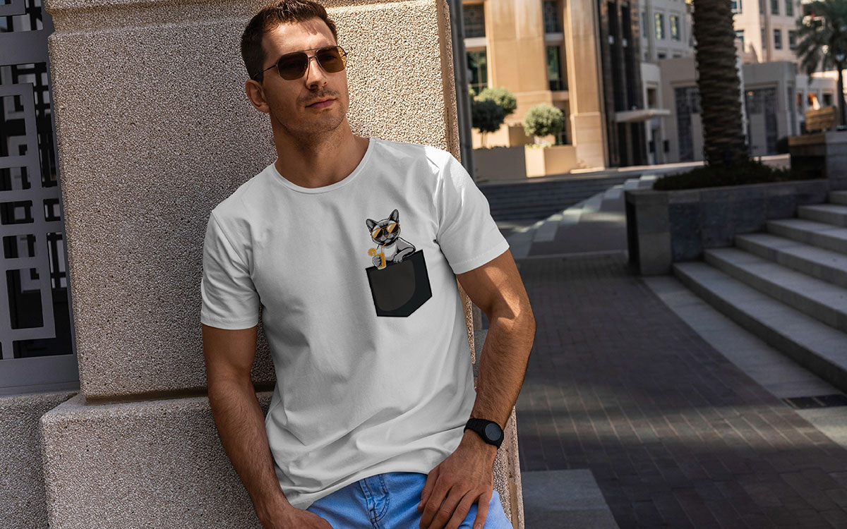 pocket print minimalist t-shirt design idea