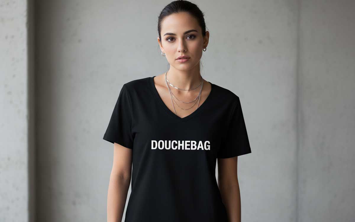 douche bag neck t-shirt design for printing for your business