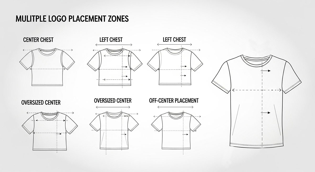four variations for the front design placement guide