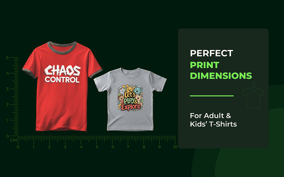 t-shirt design size chart for adult and kids