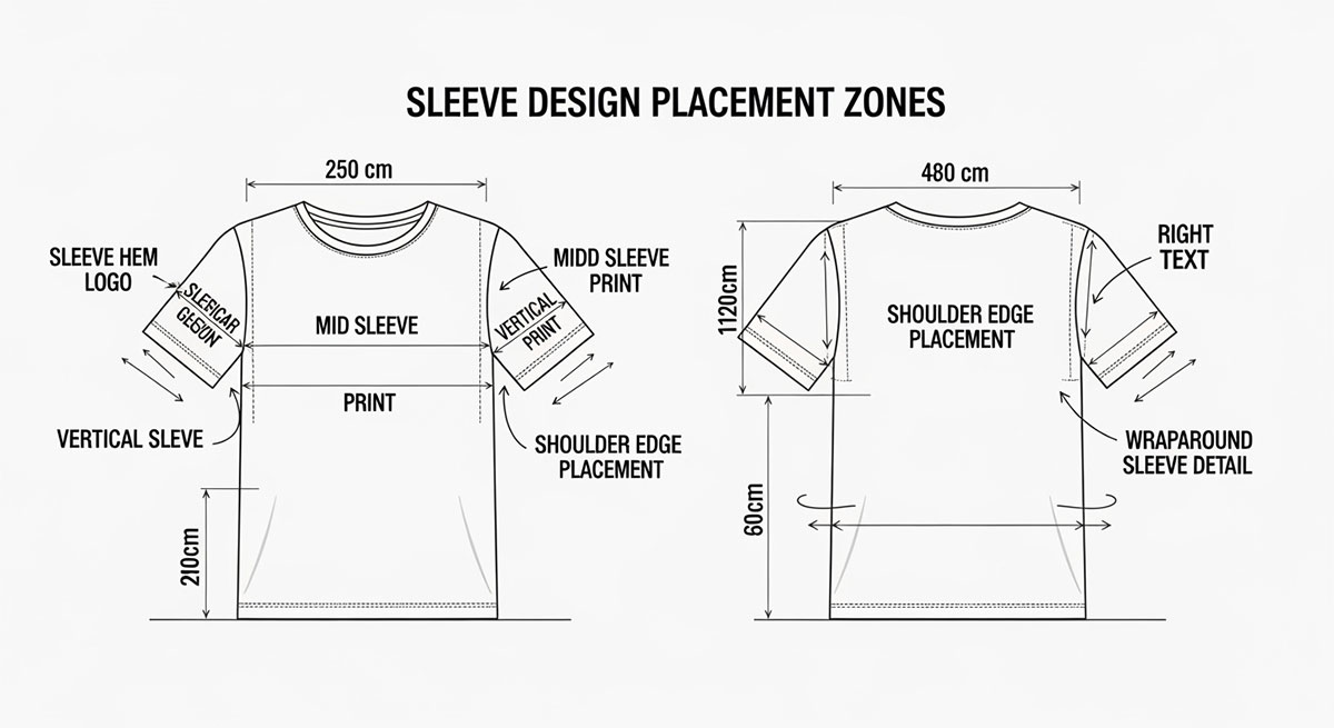 four variations for the sleeve design placement guide