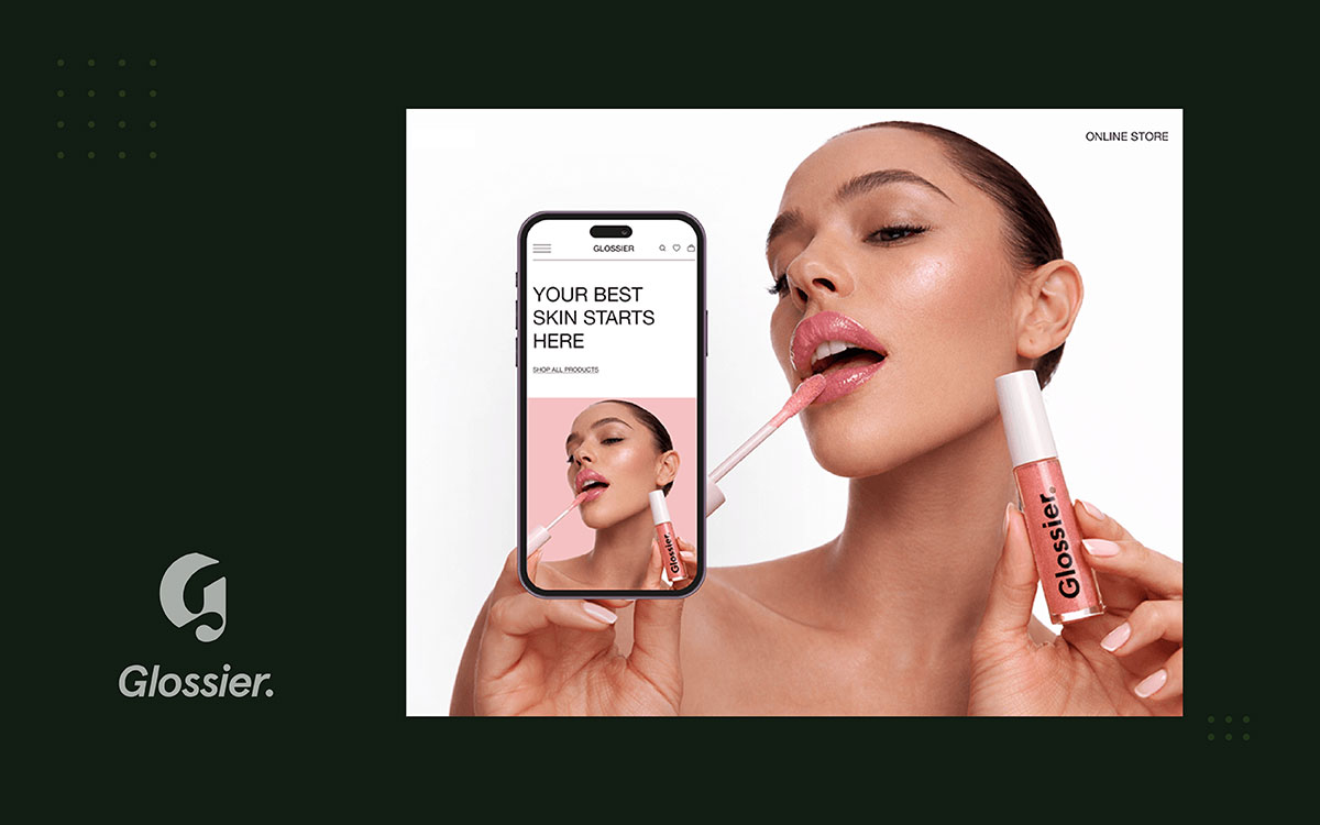 Glossier social media campaign example featuring user-generated beauty content and community engagement