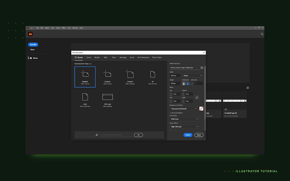 Designer creating a professional vector logo in Adobe Illustrator.