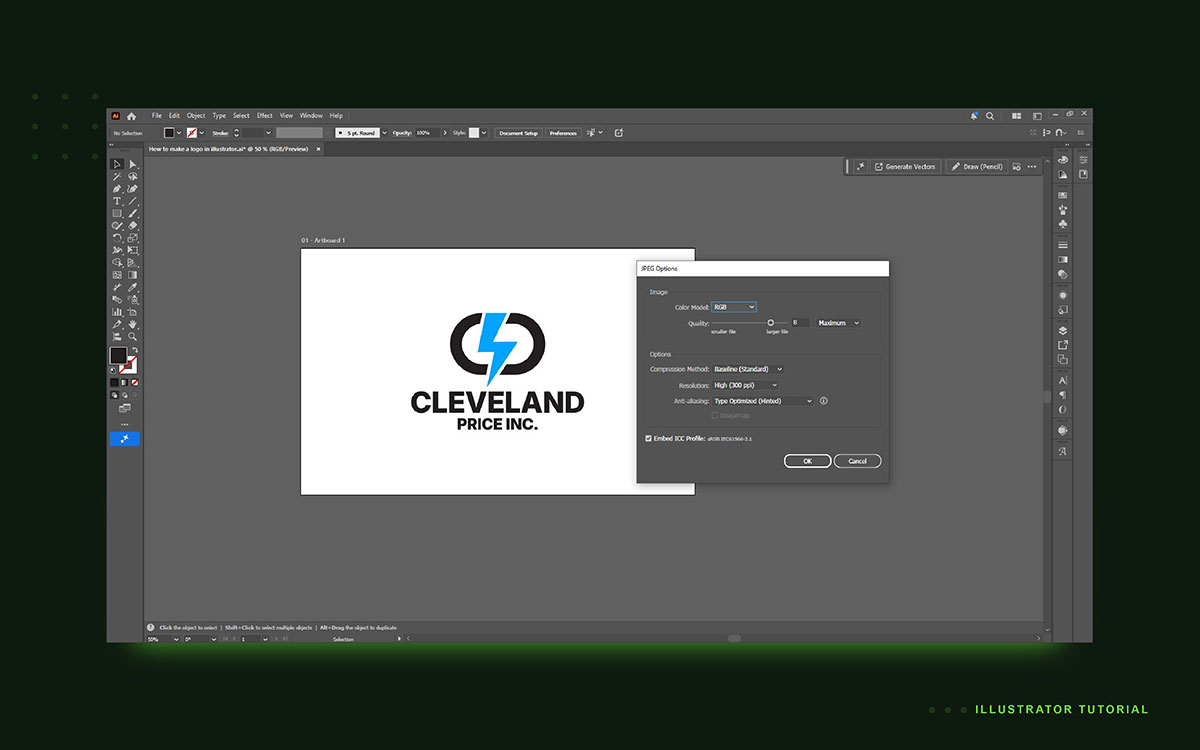 Complete workflow for designing a modern vector logo in Adobe Illustrator