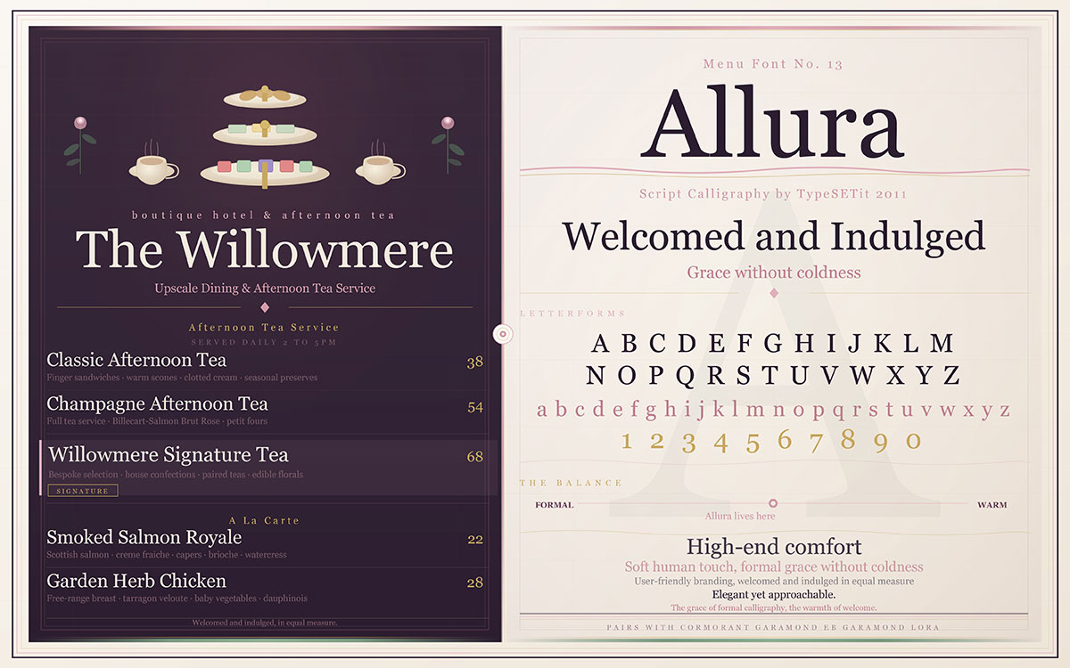 dining menu typography