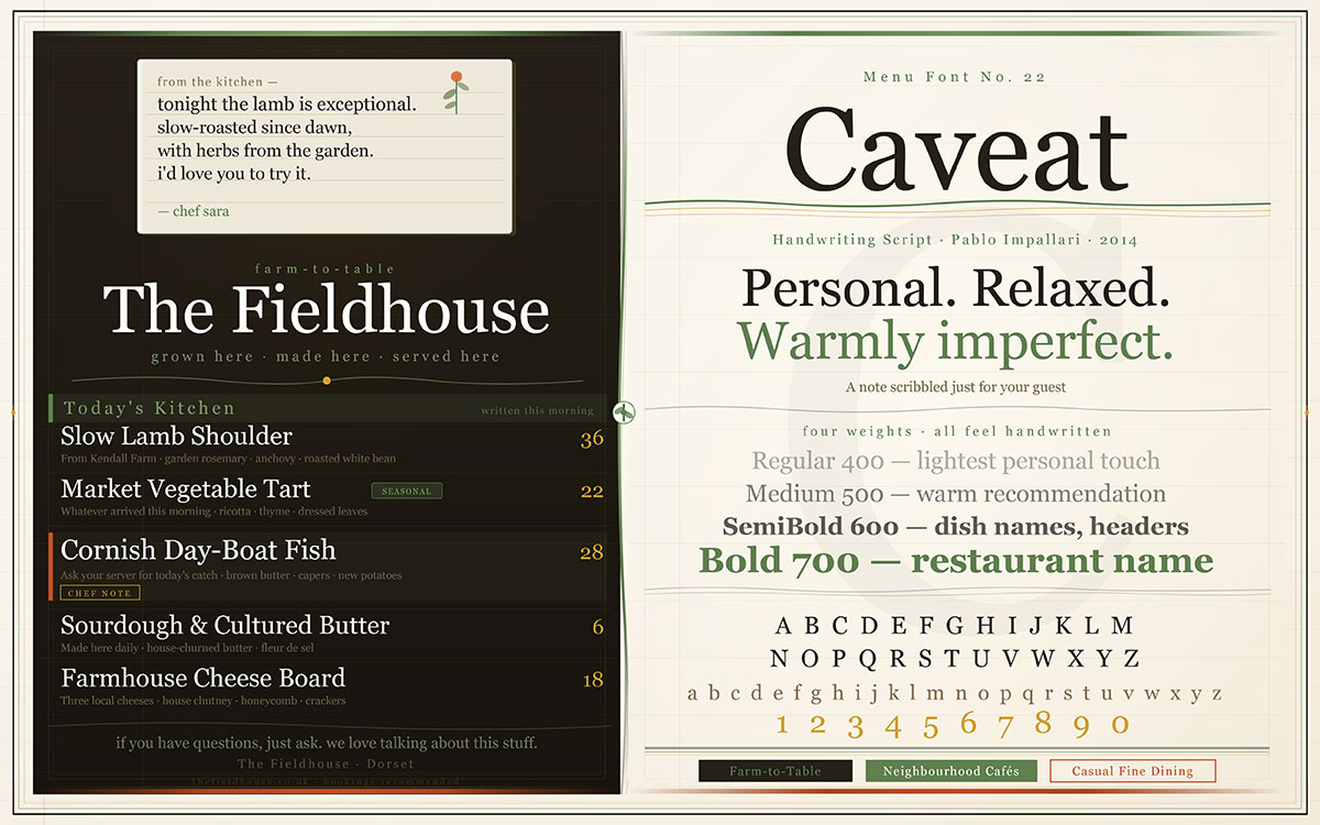 creative restaurant menu typography