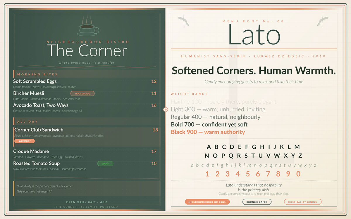 cafe menu typography
