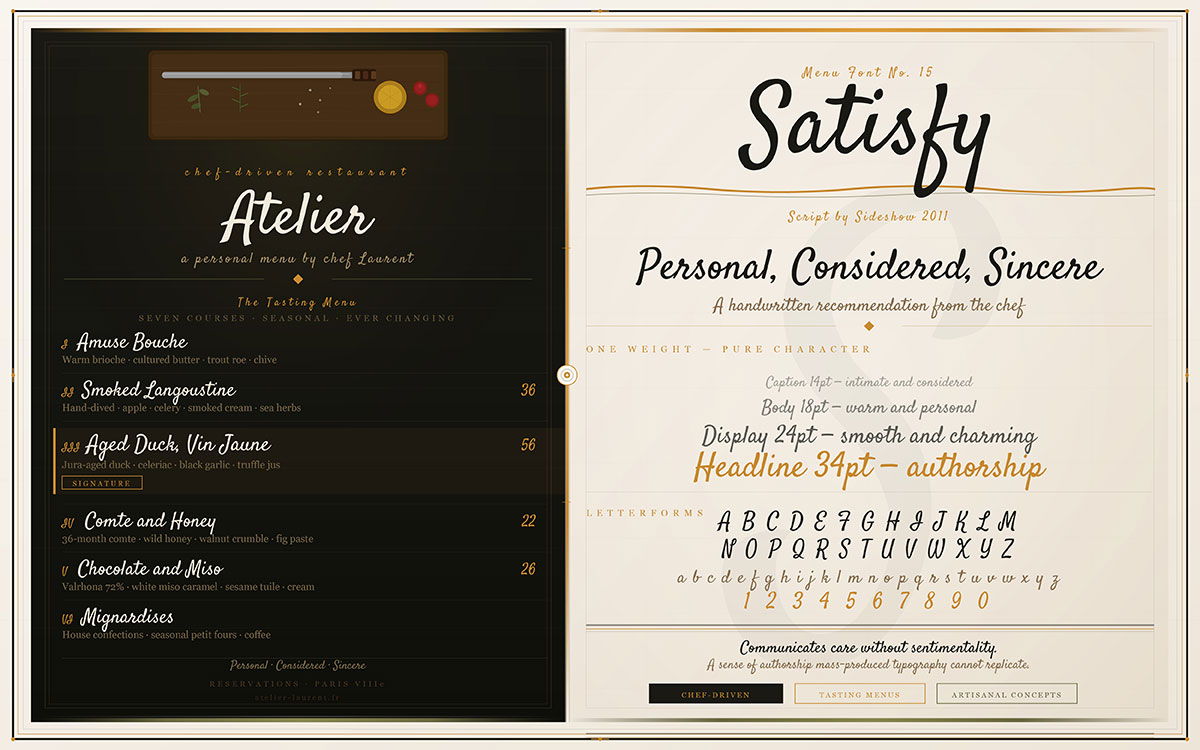 handwritten menu fonts