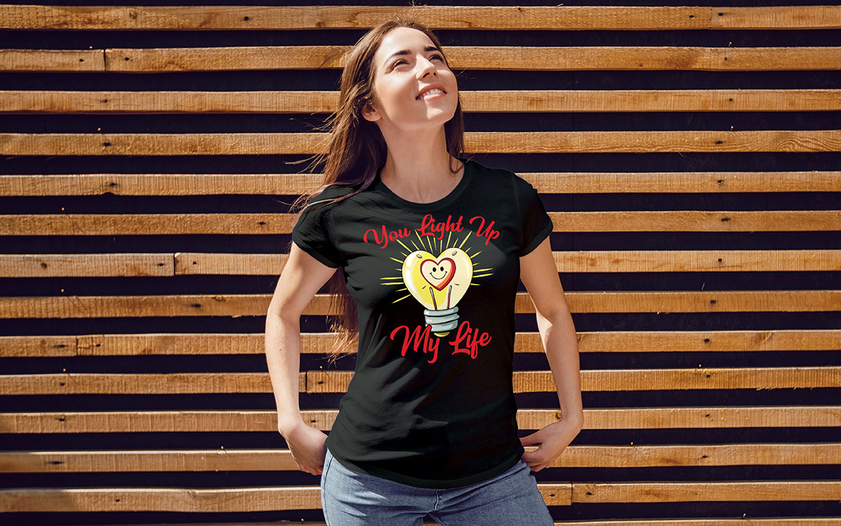 glow in the dark valentine t-shirt design idea