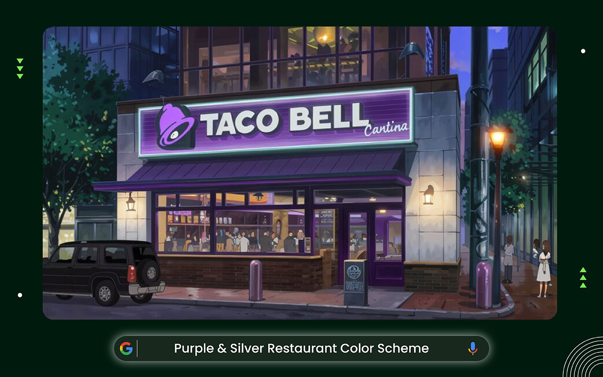 purple & silver restaurant color combinations