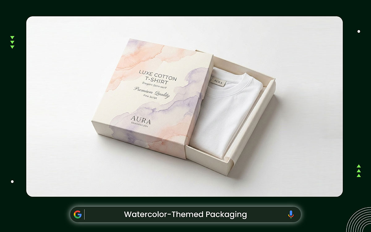 watercolor themed packaging idea
