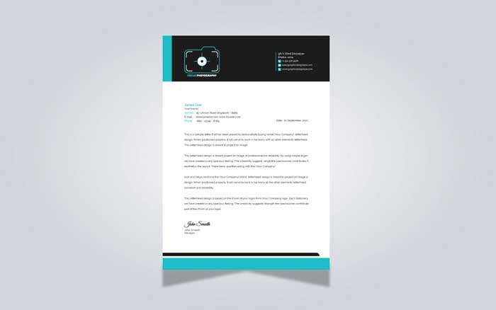 photography letterhead design