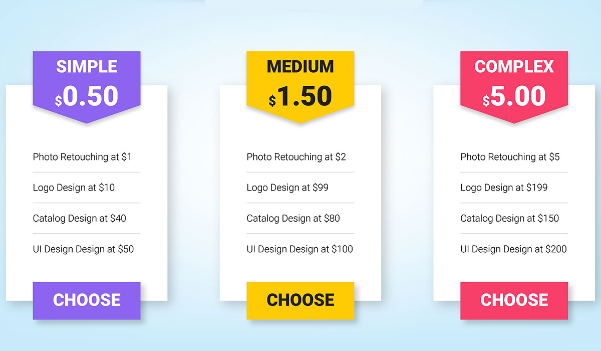 price list graphic design