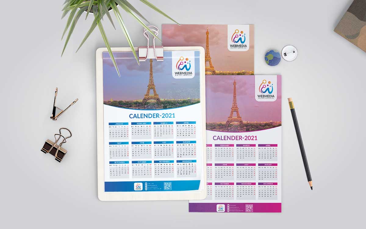 One-page calendar design