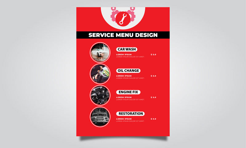 Service menu design